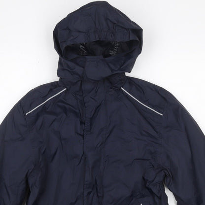 Poini Boys Blue 9-10 Years Hooded Rain Jacket Reflective Lined