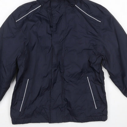 Poini Boys Blue 9-10 Years Hooded Rain Jacket Reflective Lined