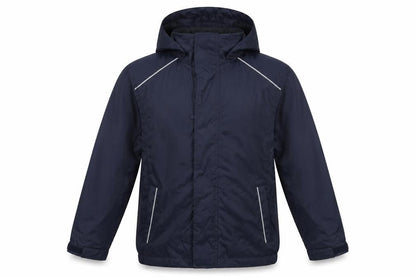 Poini Boys Blue 9-10 Years Hooded Rain Jacket Reflective Lined