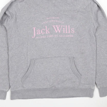 Jack Wills Girls Grey Pink Logo Pullover Hoodie 14-15 Years