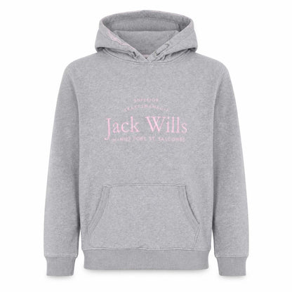 Jack Wills Girls Grey Pink Logo Pullover Hoodie 14-15 Years