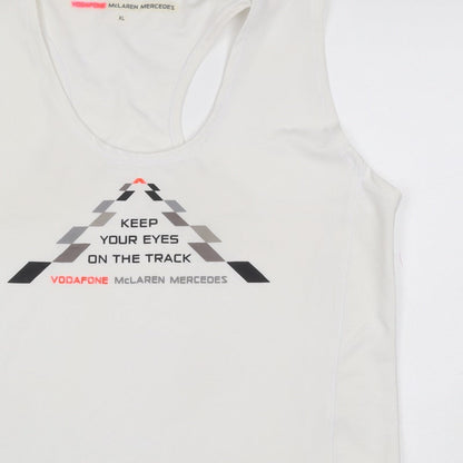 Vodafone McLaren Mercedes Women's White XL Racerback Racing Tank Top