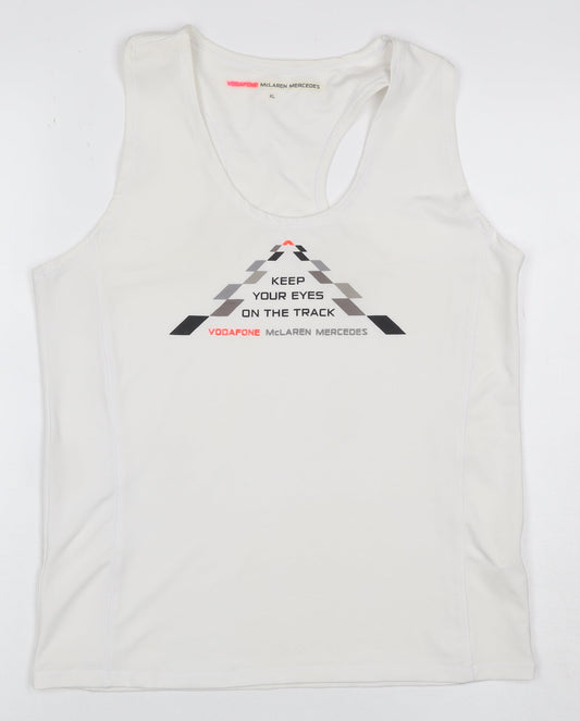 Vodafone McLaren Mercedes Women's White XL Racerback Racing Tank Top