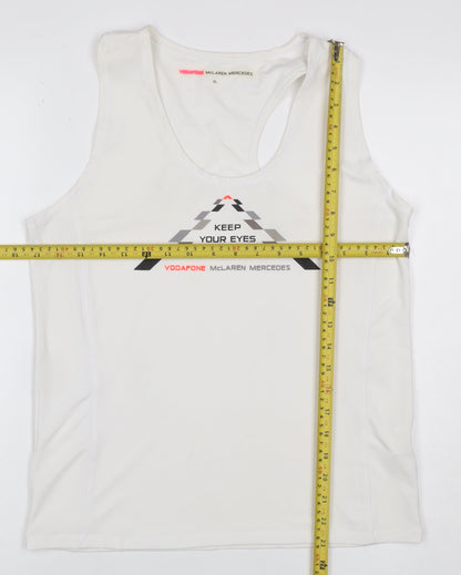 Vodafone McLaren Mercedes Women's White XL Racerback Racing Tank Top
