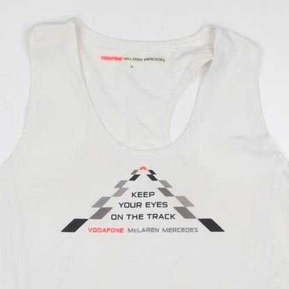 Vodafone McLaren Mercedes Women's White XL Racerback Racing Tank Top