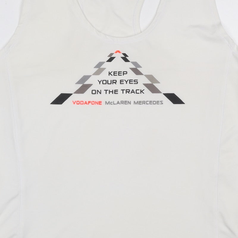 Vodafone McLaren Mercedes Women's White XL Racerback Racing Tank Top