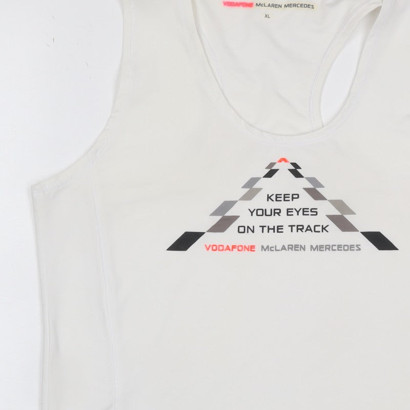 Vodafone McLaren Mercedes Women's White XL Racerback Racing Tank Top