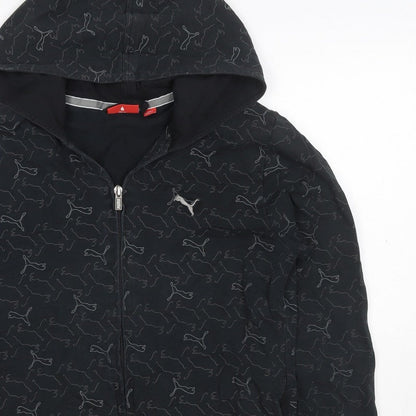 Puma Women’s Black Full Zip Hooded Logo Print Hoodie UK 10