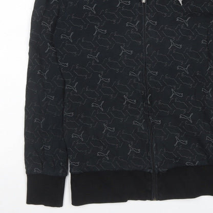 Puma Women’s Black Full Zip Hooded Logo Print Hoodie UK 10
