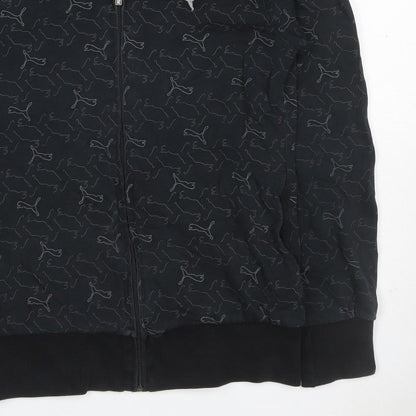 Puma Women’s Black Full Zip Hooded Logo Print Hoodie UK 10