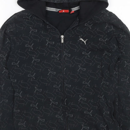 Puma Women’s Black Full Zip Hooded Logo Print Hoodie UK 10