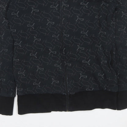 Puma Women’s Black Full Zip Hooded Logo Print Hoodie UK 10