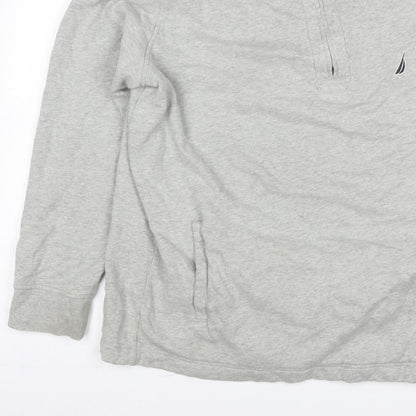 Nautica Men Grey 2XL 1/4 Zip Pullover Sweatshirt Logo