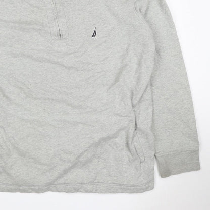 Nautica Men Grey 2XL 1/4 Zip Pullover Sweatshirt Logo