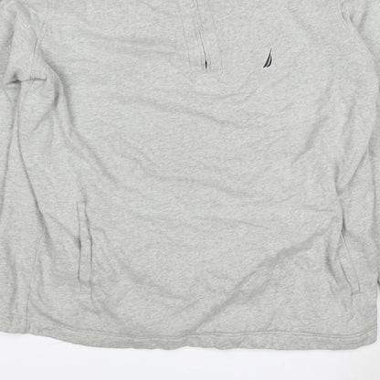 Nautica Men Grey 2XL 1/4 Zip Pullover Sweatshirt Logo