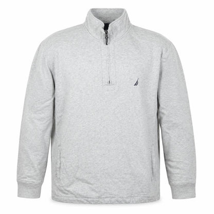 Nautica Men Grey 2XL 1/4 Zip Pullover Sweatshirt Logo