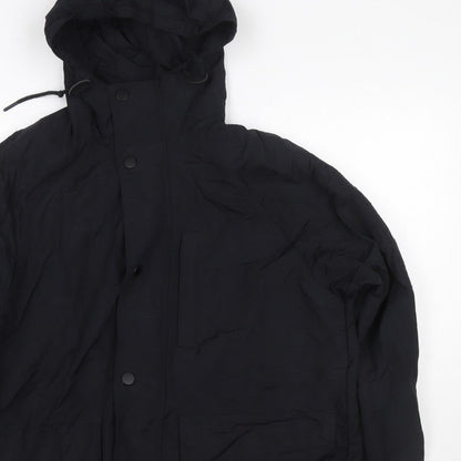 GAP Women Black M Hooded Parka Jacket Recycled Nylon Zip Pockets