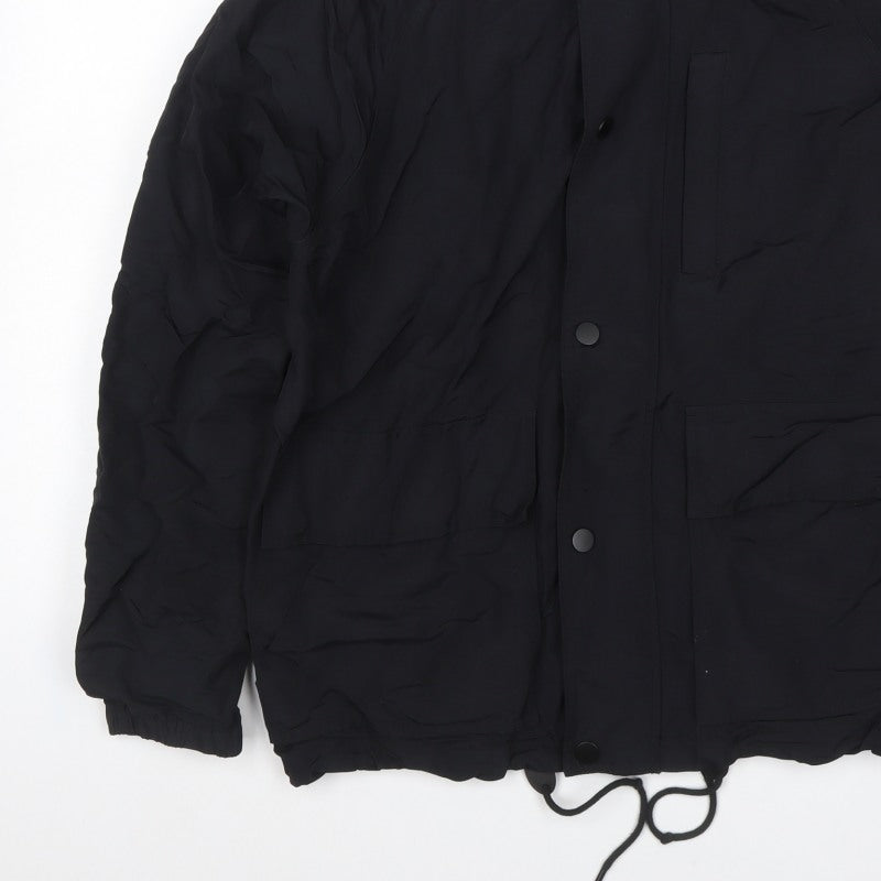GAP Women Black M Hooded Parka Jacket Recycled Nylon Zip Pockets