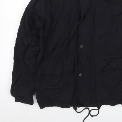 GAP Women Black M Hooded Parka Jacket Recycled Nylon Zip Pockets