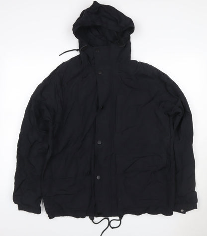 GAP Women Black M Hooded Parka Jacket Recycled Nylon Zip Pockets