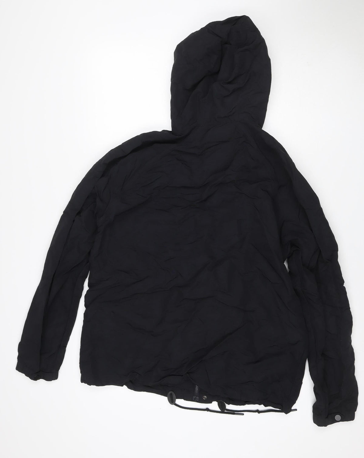 GAP Women Black M Hooded Parka Jacket Recycled Nylon Zip Pockets