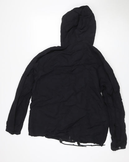 GAP Women Black M Hooded Parka Jacket Recycled Nylon Zip Pockets