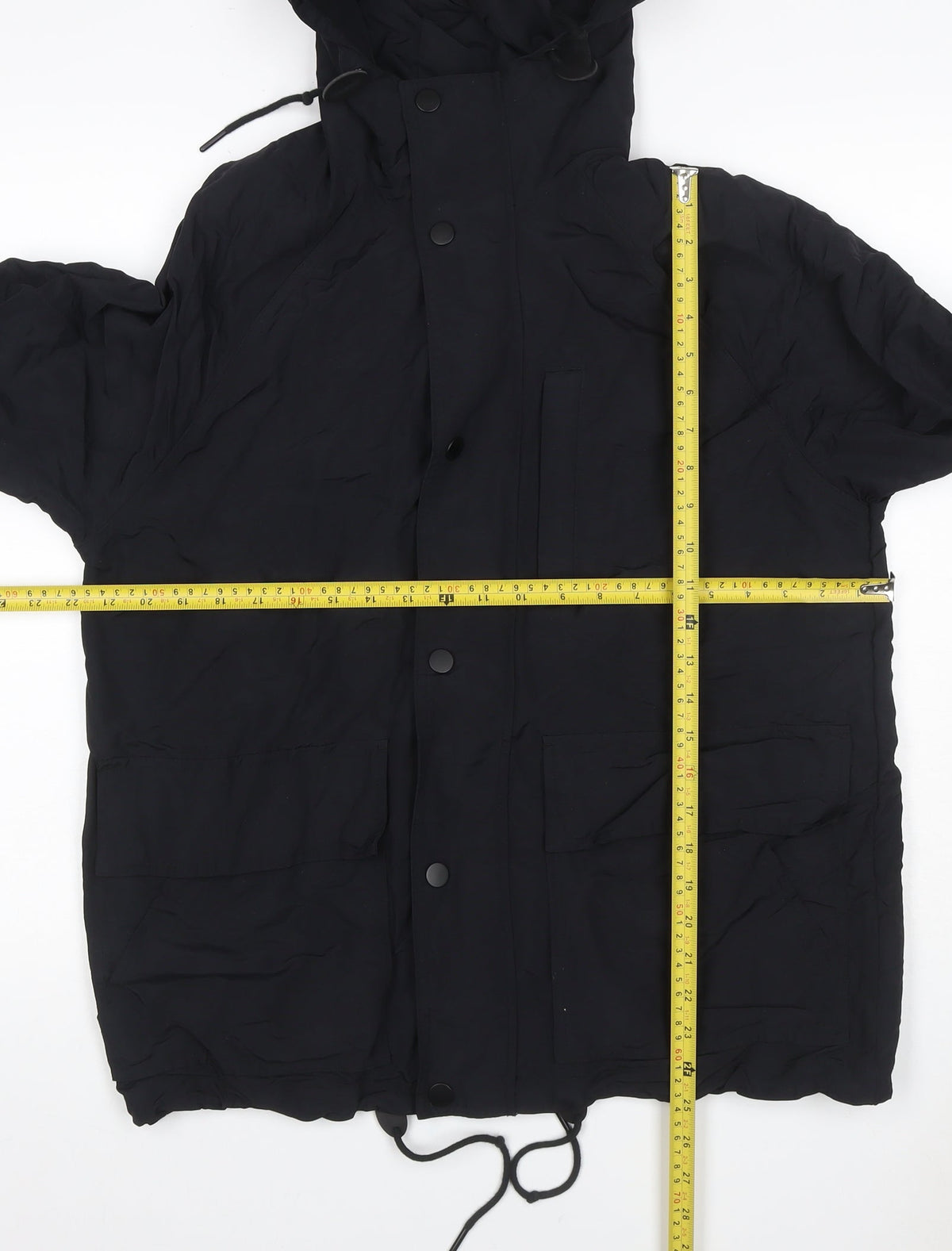 GAP Women Black M Hooded Parka Jacket Recycled Nylon Zip Pockets