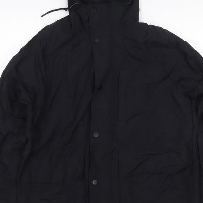 GAP Women Black M Hooded Parka Jacket Recycled Nylon Zip Pockets