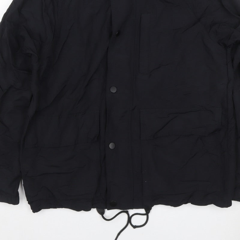 GAP Women Black M Hooded Parka Jacket Recycled Nylon Zip Pockets