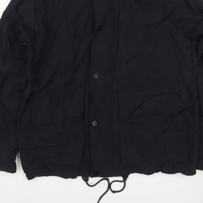GAP Women Black M Hooded Parka Jacket Recycled Nylon Zip Pockets