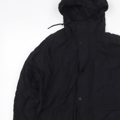 GAP Women Black M Hooded Parka Jacket Recycled Nylon Zip Pockets