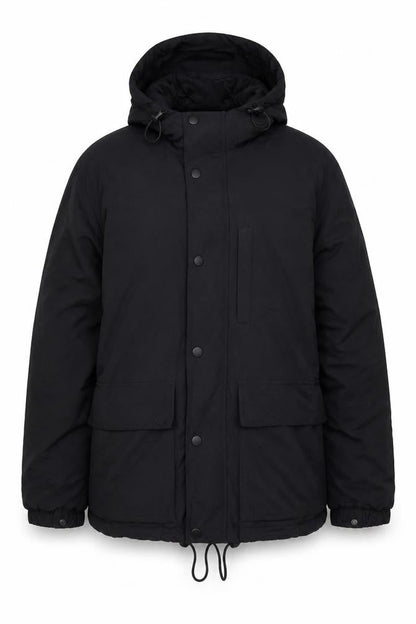 GAP Women Black M Hooded Parka Jacket Recycled Nylon Zip Pockets