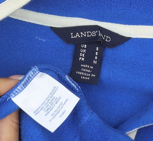 Lands' End Women Blue S Fleece 1/4 Zip Pullover Sweatshirt