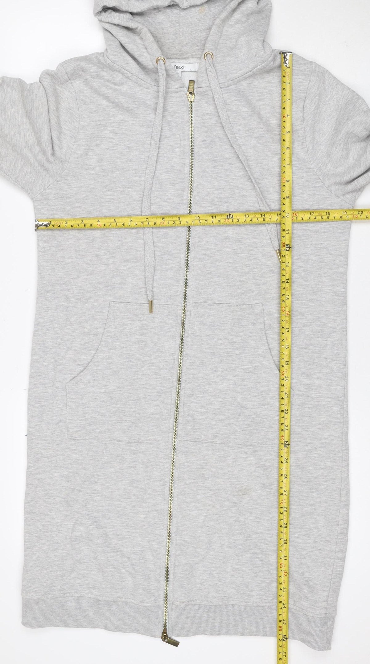 Next Womens Grey UK 8 Full Zip Hoodie Drawstring Pockets
