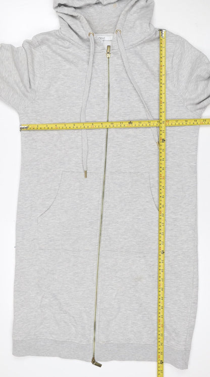 Next Womens Grey UK 8 Full Zip Hoodie Drawstring Pockets