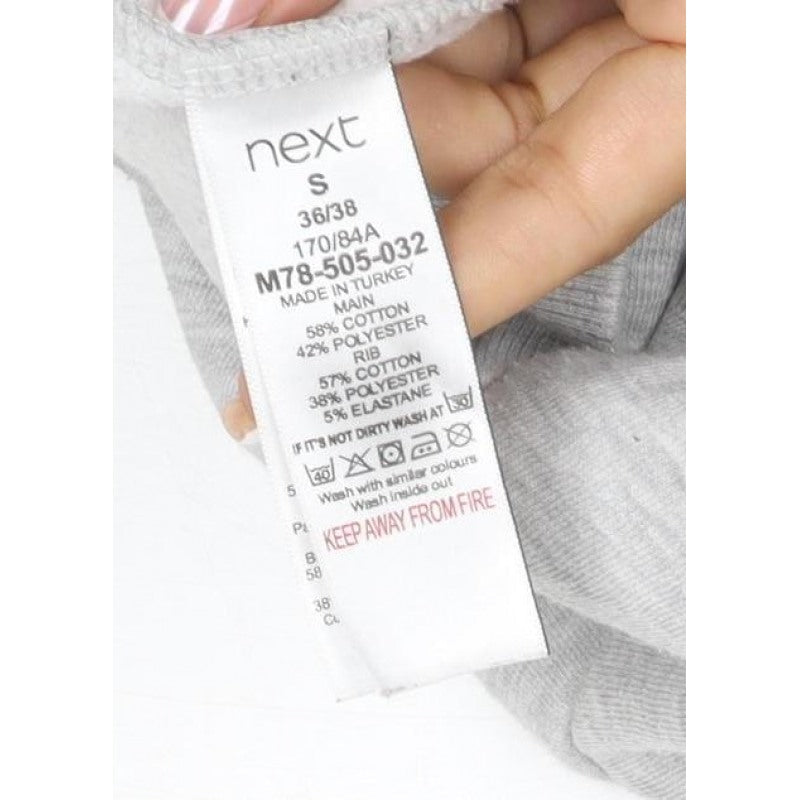 Next Womens Grey UK 8 Full Zip Hoodie Drawstring Pockets