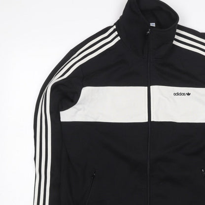 adidas Men’s Black White Stripe Full Zip Track Sweatshirt XL