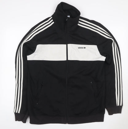 adidas Men’s Black White Stripe Full Zip Track Sweatshirt XL