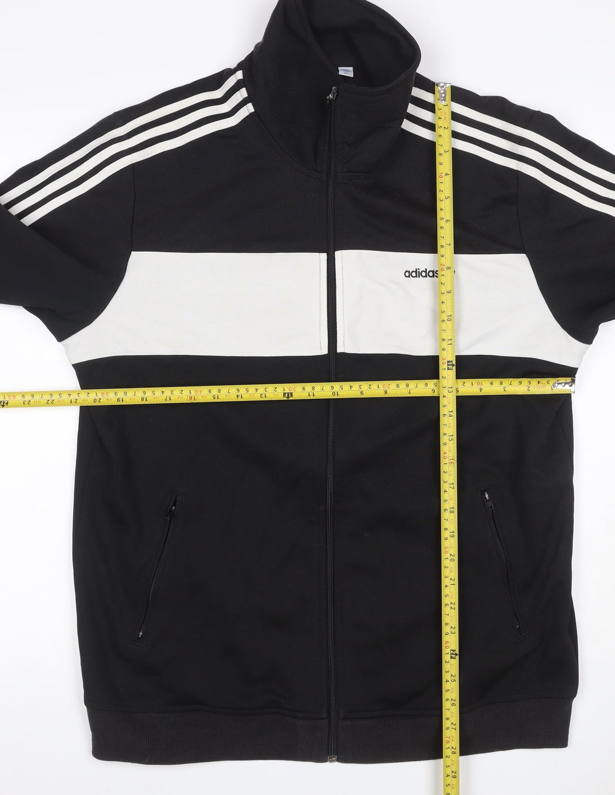 adidas Men’s Black White Stripe Full Zip Track Sweatshirt XL