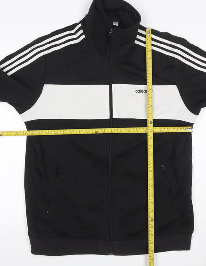 adidas Men’s Black White Stripe Full Zip Track Sweatshirt XL