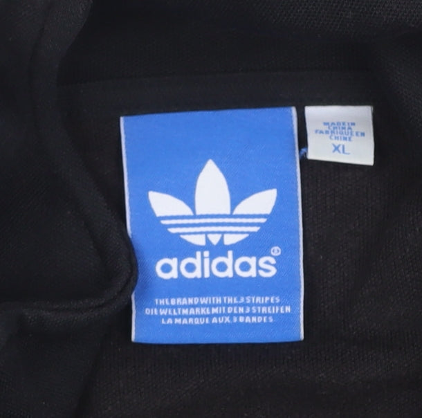 adidas Men’s Black White Stripe Full Zip Track Sweatshirt XL