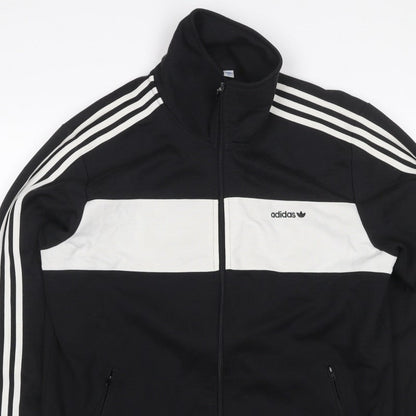 adidas Men’s Black White Stripe Full Zip Track Sweatshirt XL