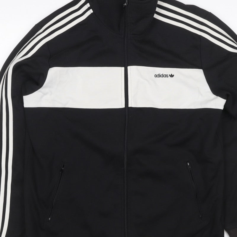 adidas Men’s Black White Stripe Full Zip Track Sweatshirt XL