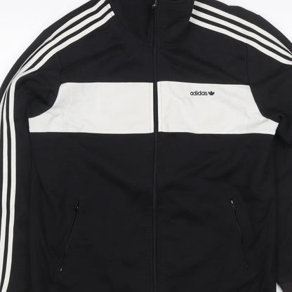 adidas Men’s Black White Stripe Full Zip Track Sweatshirt XL