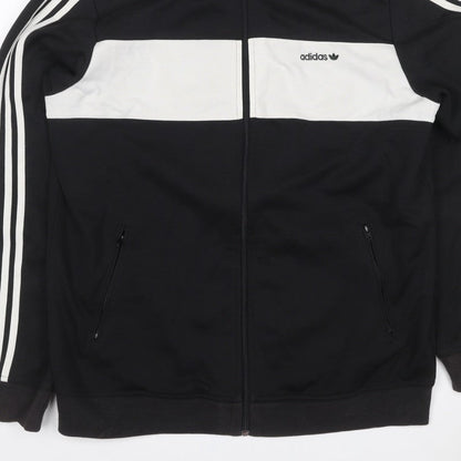 adidas Men’s Black White Stripe Full Zip Track Sweatshirt XL