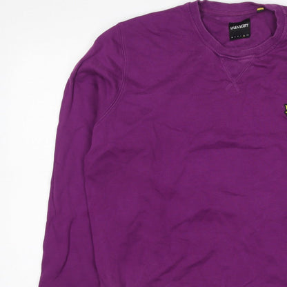 Lyle & Scott Men’s Purple XL Crew Neck Pullover Logo Sweatshirt