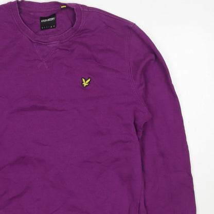 Lyle & Scott Men’s Purple XL Crew Neck Pullover Logo Sweatshirt