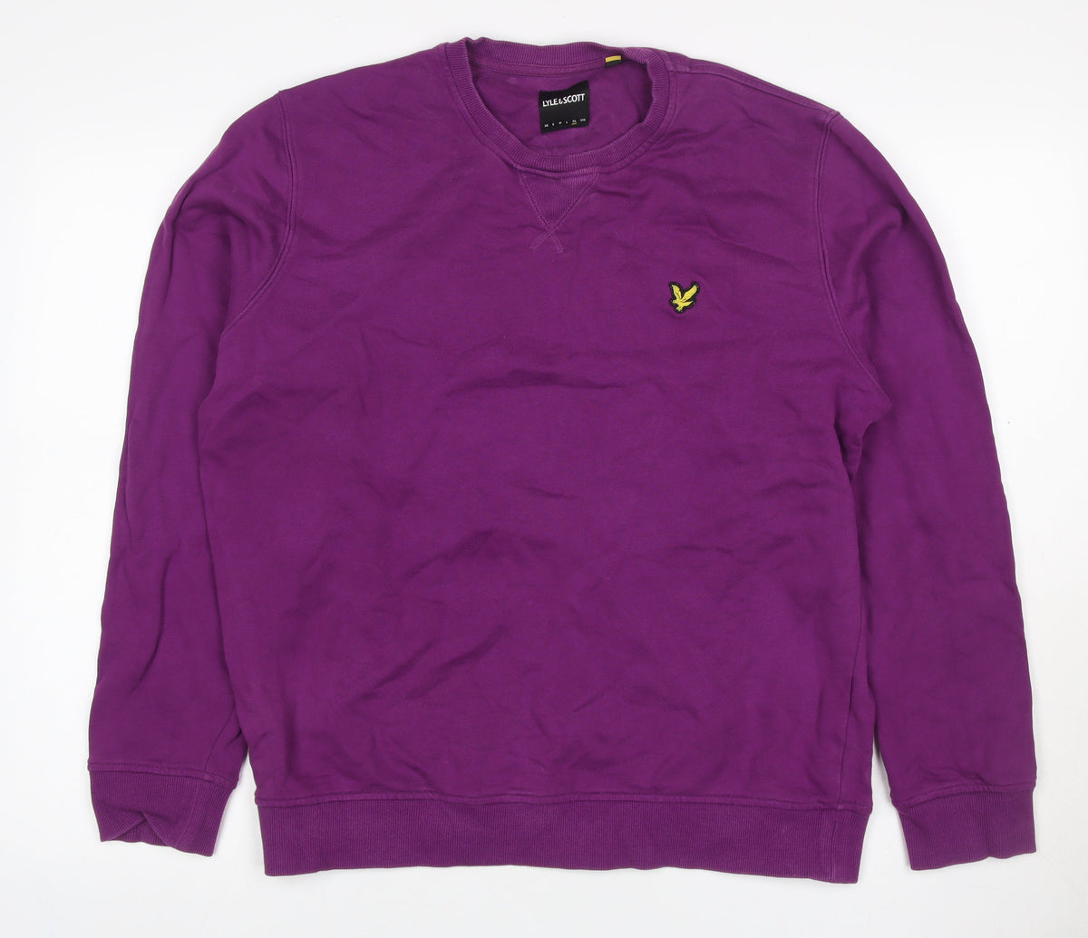 Lyle & Scott Men’s Purple XL Crew Neck Pullover Logo Sweatshirt