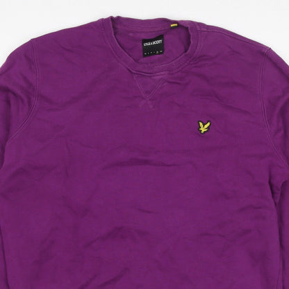 Lyle & Scott Men’s Purple XL Crew Neck Pullover Logo Sweatshirt