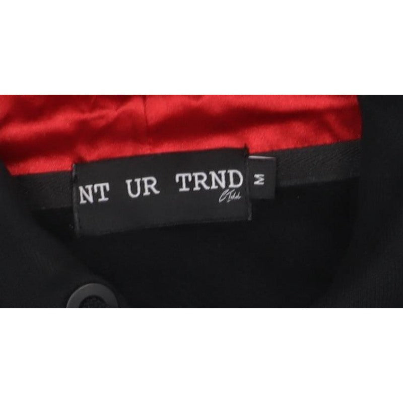 NT UR TRND Men's Black M Pullover Hoodie Red Satin Panel Quotes
